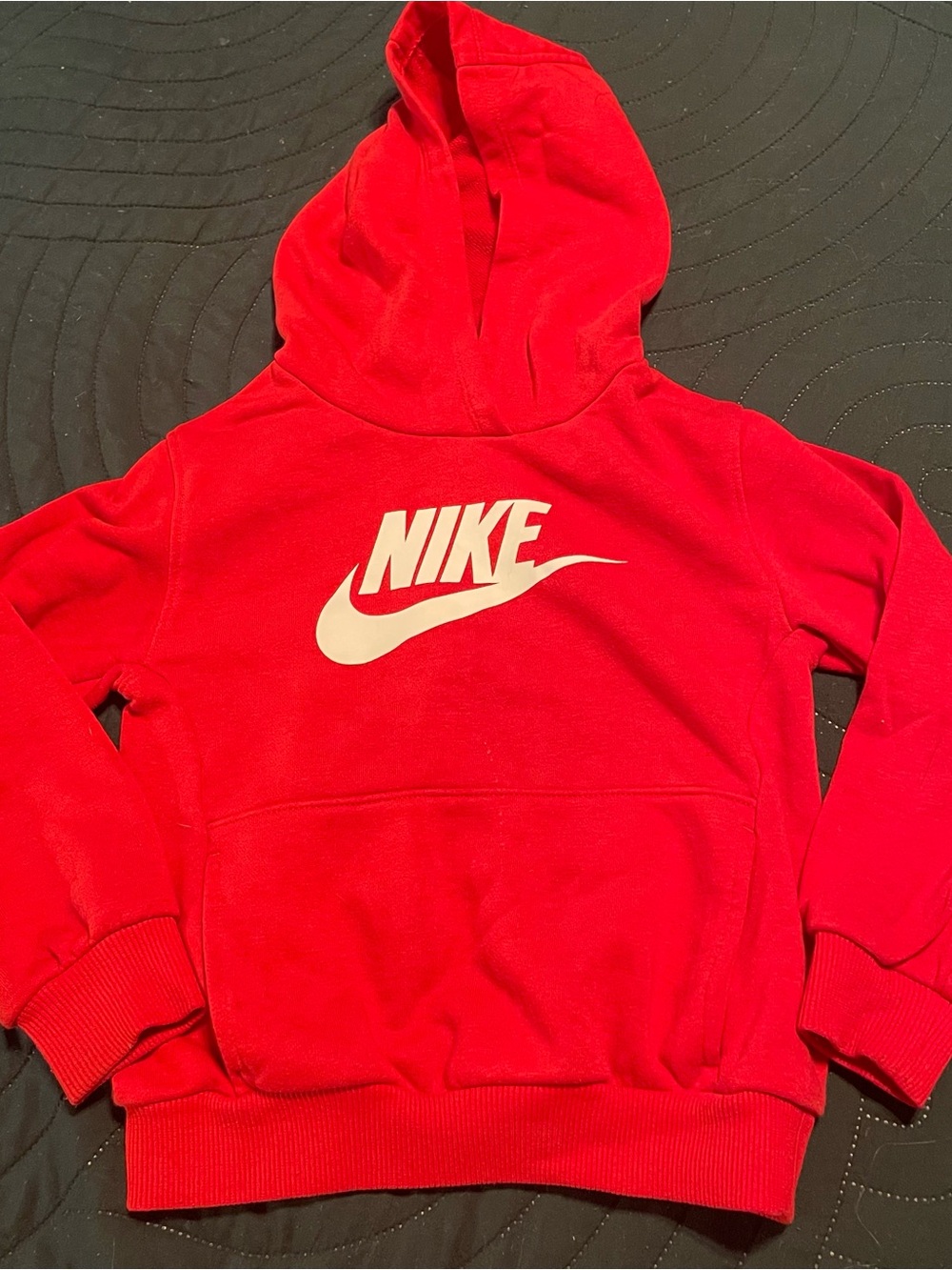 Boys Nike Bold Red Hoodie with White Logo